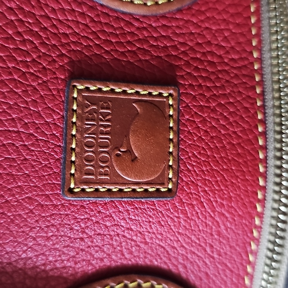Dooney & Bourke Pebble Grained Red Leather Domed Satchel - Picture 4 of 6